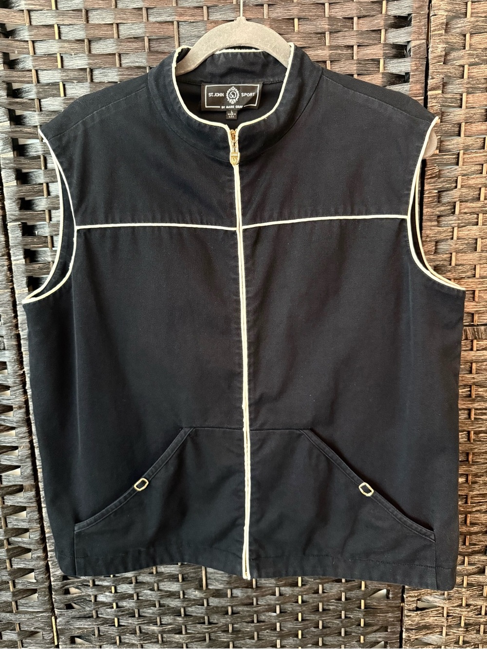 💙 St. John Sport by Marie Gray Navy Blue Zip Front Vest Women's Sz  Large